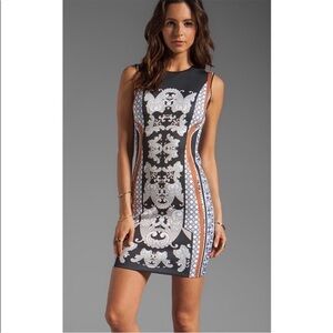 Clover Canon Bodycon Mini Neoprene Scuba Dress Tiger Bollywood Print Size Small